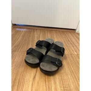 Dansko Sophie Sandals Double Buckle Black Leather Comfortable Size 39